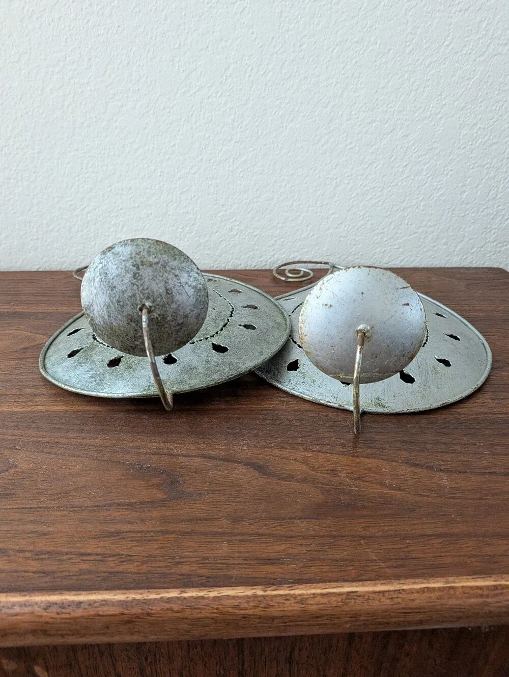 Set Of 2 Metal Paisley Boho Wall Decor Mirror Taper Candle Holders